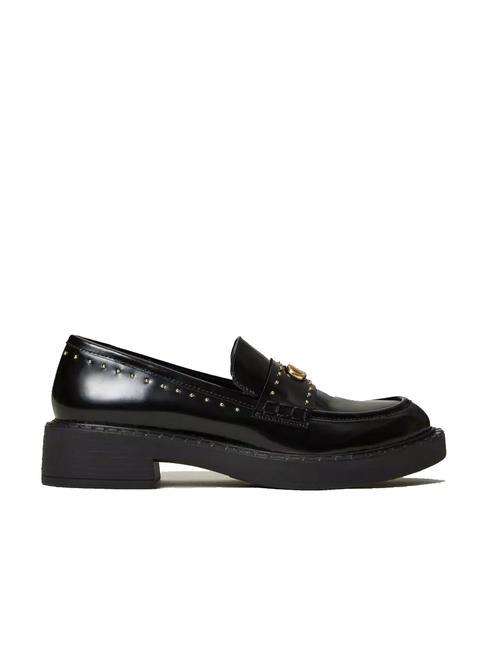 STUDS Mocas&iacute;n de piel negro - Zapatos Mujer