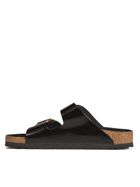 ARIZONA Big Buckle Sandalia babucha de piel brillo negro - Zapatos unisex