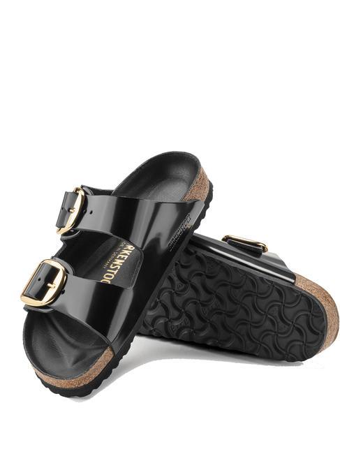 ARIZONA Big Buckle Sandalia babucha de piel brillo negro - Zapatos unisex