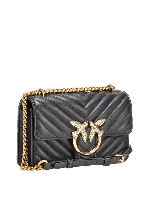 MINI LOVE BAG Una bolsa de chevron negro-oro antiguo - Bolsos Mujer