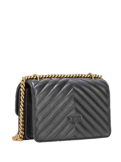 MINI LOVE BAG Una bolsa de chevron negro-oro antiguo - Bolsos Mujer