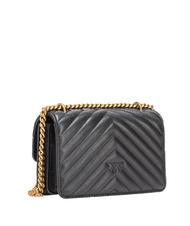 PINKO MINI LOVE BAG Una bolsa de chevron negro-oro antiguo - Bolsos Mujer - 3