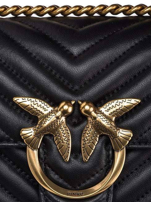 MINI LOVE BAG Una bolsa de chevron negro-oro antiguo - Bolsos Mujer