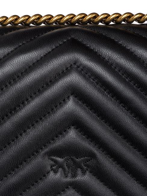 MINI LOVE BAG Una bolsa de chevron negro-oro antiguo - Bolsos Mujer