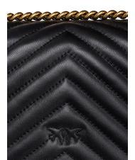 PINKO MINI LOVE BAG Una bolsa de chevron negro-oro antiguo - Bolsos Mujer - 5