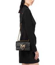 PINKO MINI LOVE BAG Una bolsa de chevron negro-oro antiguo - Bolsos Mujer - 7