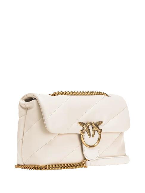 MINI LOVE BAG Bolsa de napa blanco seda-oro antiguo - Bolsos Mujer