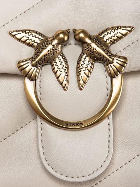 MINI LOVE BAG Bolsa de napa blanco seda-oro antiguo - Bolsos Mujer