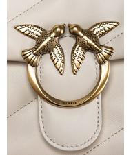 PINKO MINI LOVE BAG Bolsa de napa blanco seda-oro antiguo - Bolsos Mujer - 3