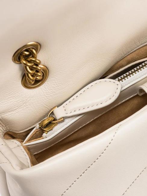 MINI LOVE BAG Bolsa de napa blanco seda-oro antiguo - Bolsos Mujer