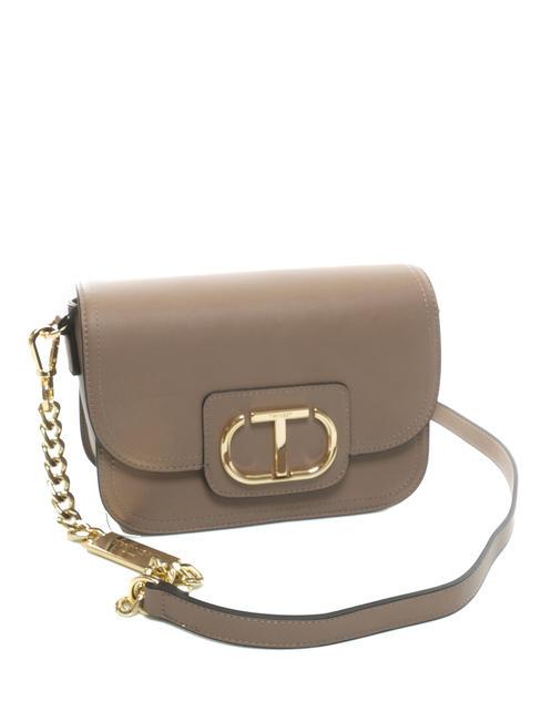 OVAL T Bandolera con solapa gris pardo - Bolsos Mujer