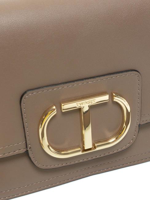 OVAL T Bandolera con solapa gris pardo - Bolsos Mujer