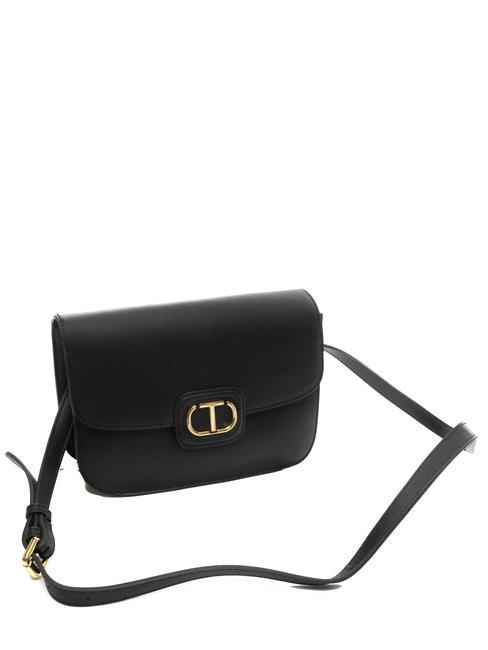 OVAL T Bolso bandolera con solapa negro - Bolsos Mujer