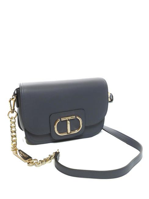 OVAL T Bandolera con solapa gris azulado - Bolsos Mujer