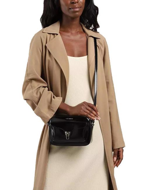 BEAT SHINY Bolso bandolera en piel negro - Bolsos Mujer