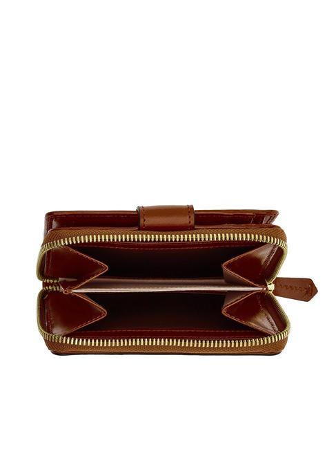 LUCREZIA Cartera compacta de piel BROWN - Carteras Mujer