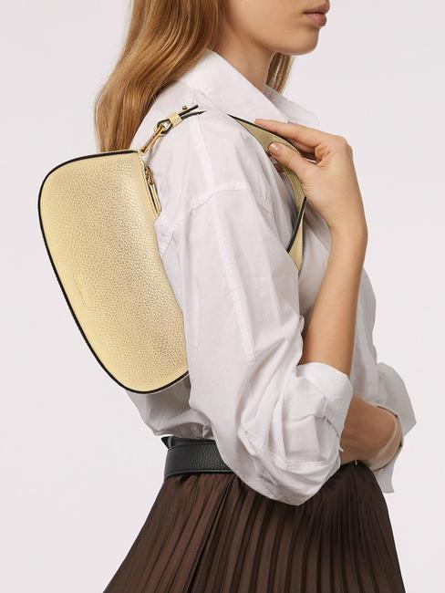 MERVEILLE Bolso bandolera en piel texturizada dorado - Bolsos Mujer