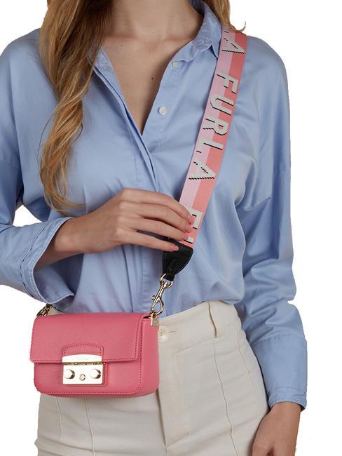 METROPOLIS Bolso bandolera micro en piel flor de cuarzo/begonias - Bolsos Mujer