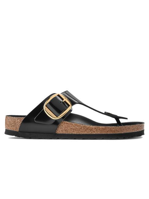 GIZEH BIG BUCKLE Chanclas en charol brillo negro - Zapatos Mujer