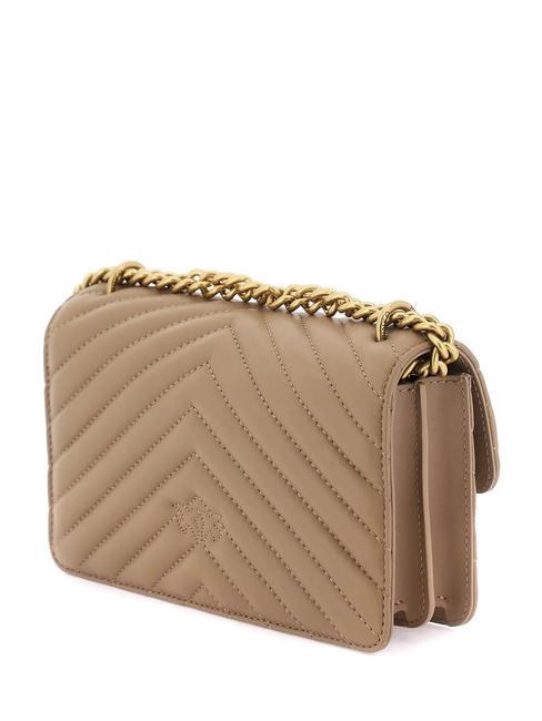 MINI LOVE BAG Una bolsa de chevron galleta de jengibre-oro antiguo - Bolsos Mujer