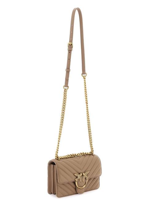 MINI LOVE BAG Una bolsa de chevron galleta de jengibre-oro antiguo - Bolsos Mujer