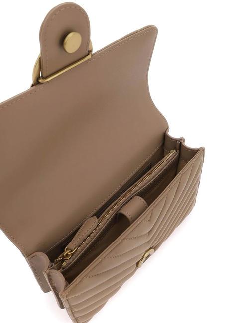 MINI LOVE BAG Una bolsa de chevron galleta de jengibre-oro antiguo - Bolsos Mujer