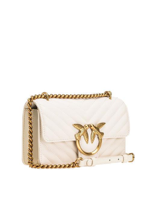 MINI LOVE BAG Una bolsa de chevron blanco seda-oro antiguo - Bolsos Mujer