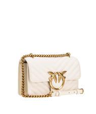PINKO MINI LOVE BAG Una bolsa de chevron blanco seda-oro antiguo - Bolsos Mujer - 2