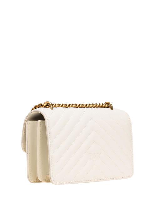 MINI LOVE BAG Una bolsa de chevron blanco seda-oro antiguo - Bolsos Mujer