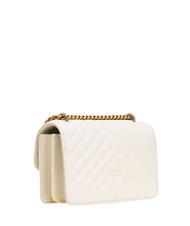 PINKO MINI LOVE BAG Una bolsa de chevron blanco seda-oro antiguo - Bolsos Mujer - 3
