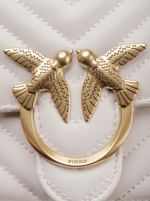 MINI LOVE BAG Una bolsa de chevron blanco seda-oro antiguo - Bolsos Mujer