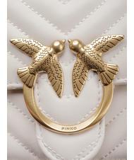 PINKO MINI LOVE BAG Una bolsa de chevron blanco seda-oro antiguo - Bolsos Mujer - 4