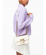 PINKO MINI LOVE BAG Una bolsa de chevron blanco seda-oro antiguo - Bolsos Mujer - 7