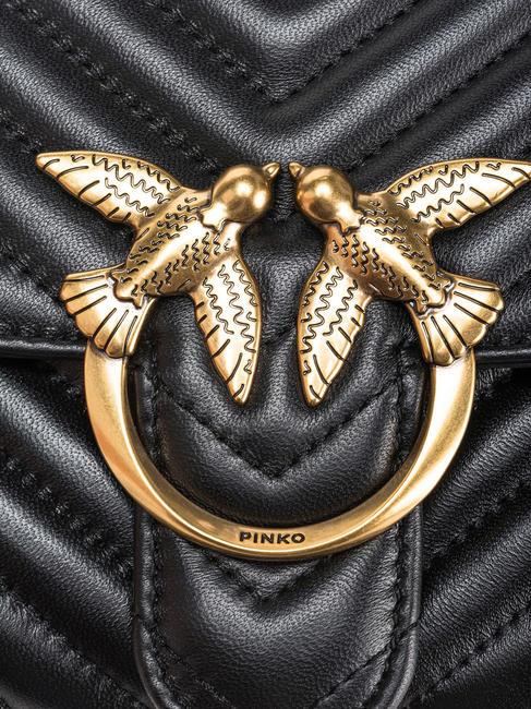 CLASSIC LADY LOVE BAG bolsa de chevrón negro-oro antiguo - Bolsos Mujer