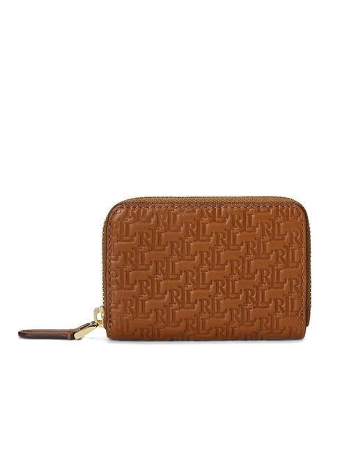 LOGO EMBOSSED Cartera peque&ntilde;a de piel con cremallera lauren tan7 - Carteras Mujer