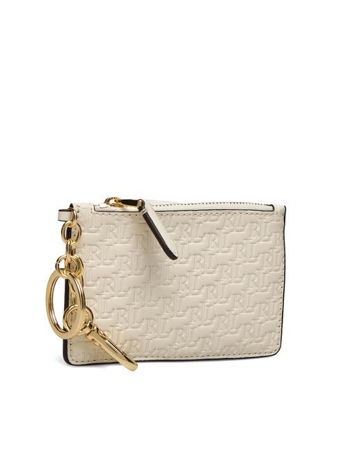 LOGO EMBOSSED Tarjetero de piel con llavero vainilla6 - Carteras Mujer