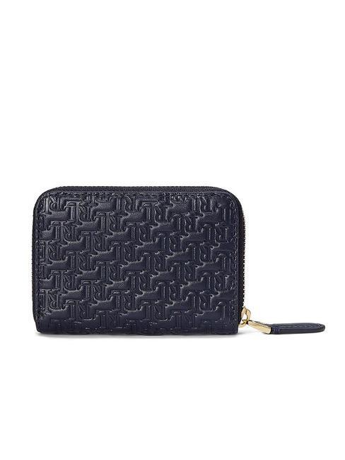 LOGO EMBOSSED Cartera peque&ntilde;a de piel con cremallera azul marino8 - Carteras Mujer