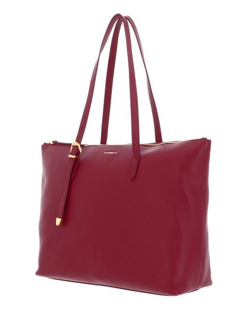 GLEEN Bolso de compras de cuero rojo granate - Bolsos Mujer