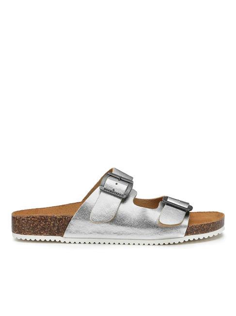 VEGA  Sandalias en piel laminada con dos hebillas plata - Zapatos Mujer