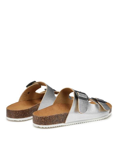 VEGA  Sandalias en piel laminada con dos hebillas plata - Zapatos Mujer