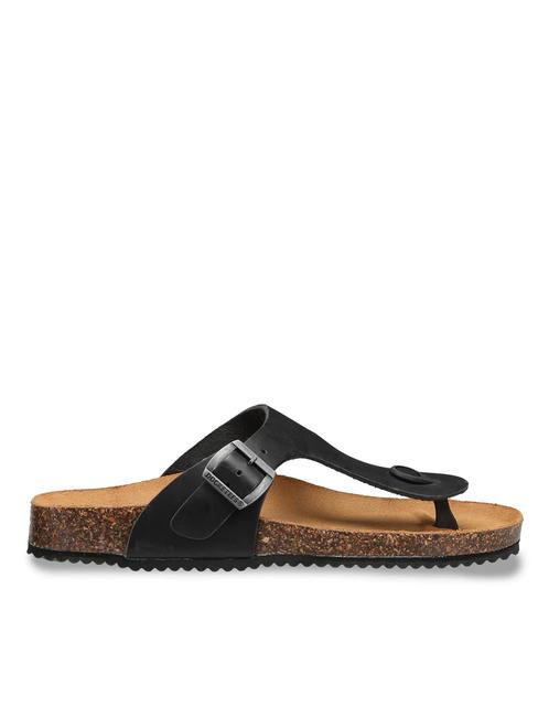 VEGA 2290 Sandalia de dedo en piel con hebilla negro - Zapatos Mujer