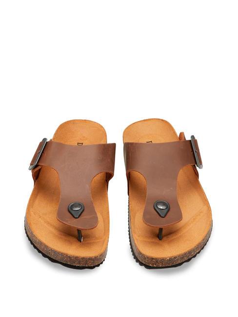 VEGA 2284 Sandalia de dedo en piel con hebilla marron oscuro - Zapatos Hombre