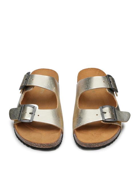 VEGA  Sandalia en piel laminada con dos hebillas platino - Zapatos Mujer