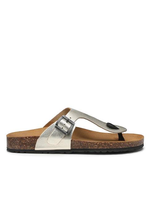 VEGA 2290 Sandalia flip flop en piel laminada platino - Zapatos Mujer