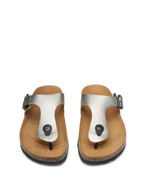 VEGA 2290 Sandalia flip flop en piel laminada platino - Zapatos Mujer