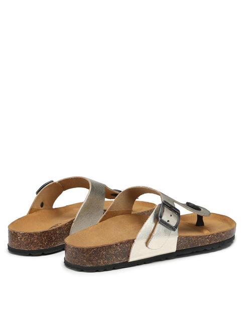 VEGA 2290 Sandalia flip flop en piel laminada platino - Zapatos Mujer