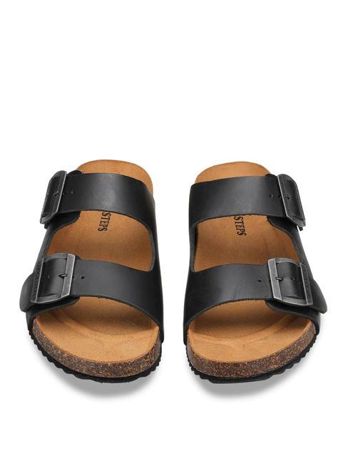 VEGA 2286 Sandalia de piel con doble hebilla negro - Zapatos Hombre