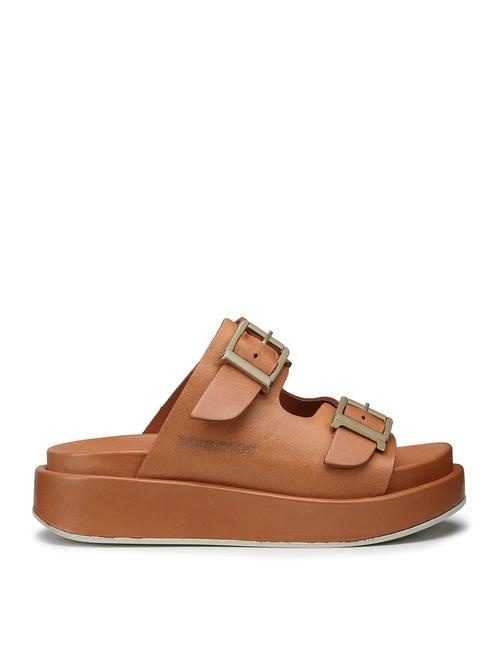 CATALINA Sandalia babucha alta en piel co&ntilde;ac - Zapatos Mujer