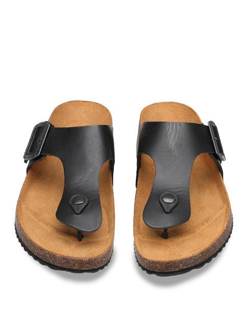 VEGA 2284 Sandalia de dedo en piel con hebilla negro - Zapatos Hombre