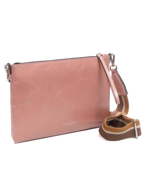 CLUTCH Bolso con bandolera, en piel. amanecer rosa - Bolsos Mujer